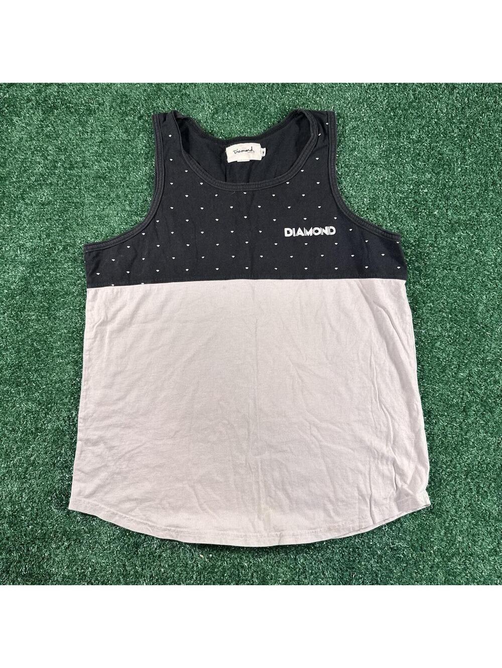 2010s Diamond Supply Co tank top white polka dots skater grunge summer Americana
